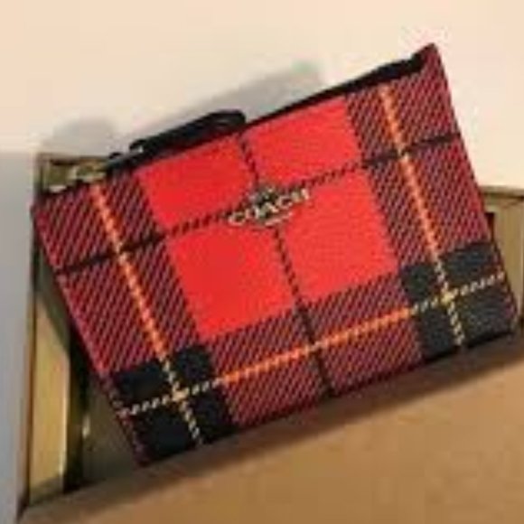 COACH Plaid Print Mini Skinny ID Case - Picture 1 of 5
